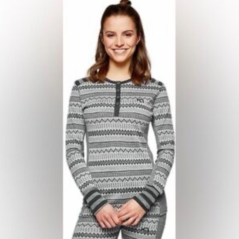 Kari Traa Akle Base Layer Thermal Shirt Top 100% Merino Wool Navy Blue Size S